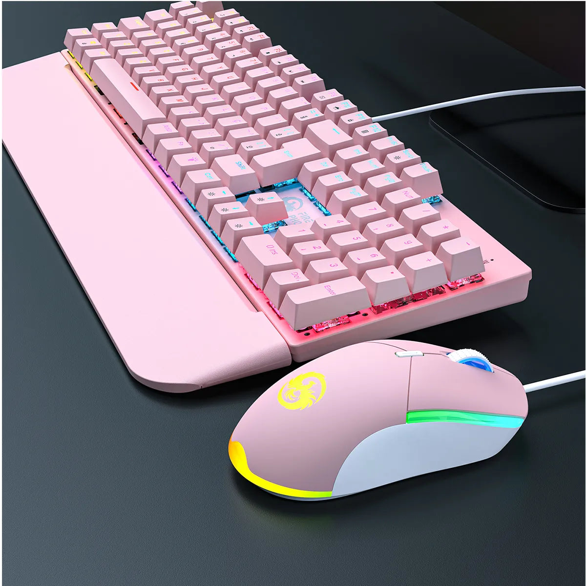 Teclado e Mouse Gamer Abnt2 Led Rgb Switch Blue Usb 3200 Dpi Luuk Young Bk-03