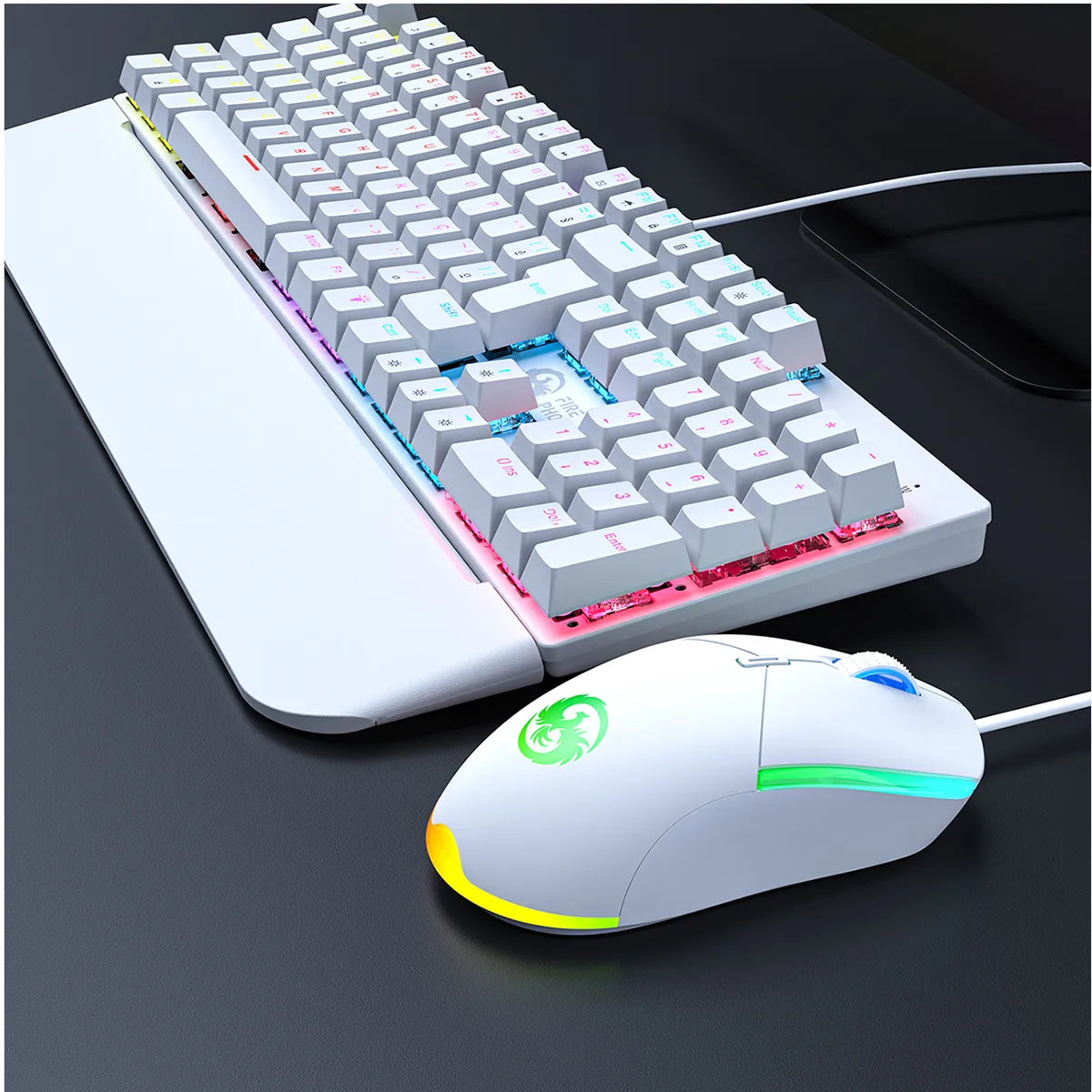 Teclado e Mouse Gamer Abnt2 Led Rgb Switch Blue Usb 3200 Dpi Luuk Young Bk-03