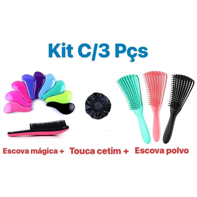 Kit Escova Mágica + Bouch Polvo + Touca Cetim