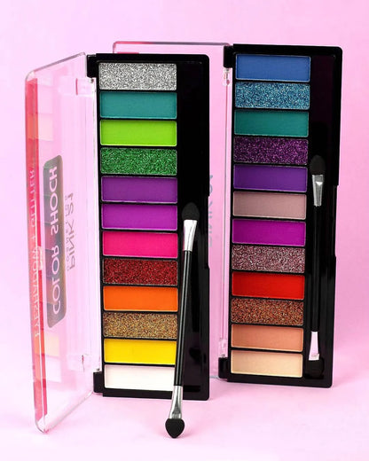 Paleta de Sombras + Glitter Color Shock 12 Cores - Pink 21