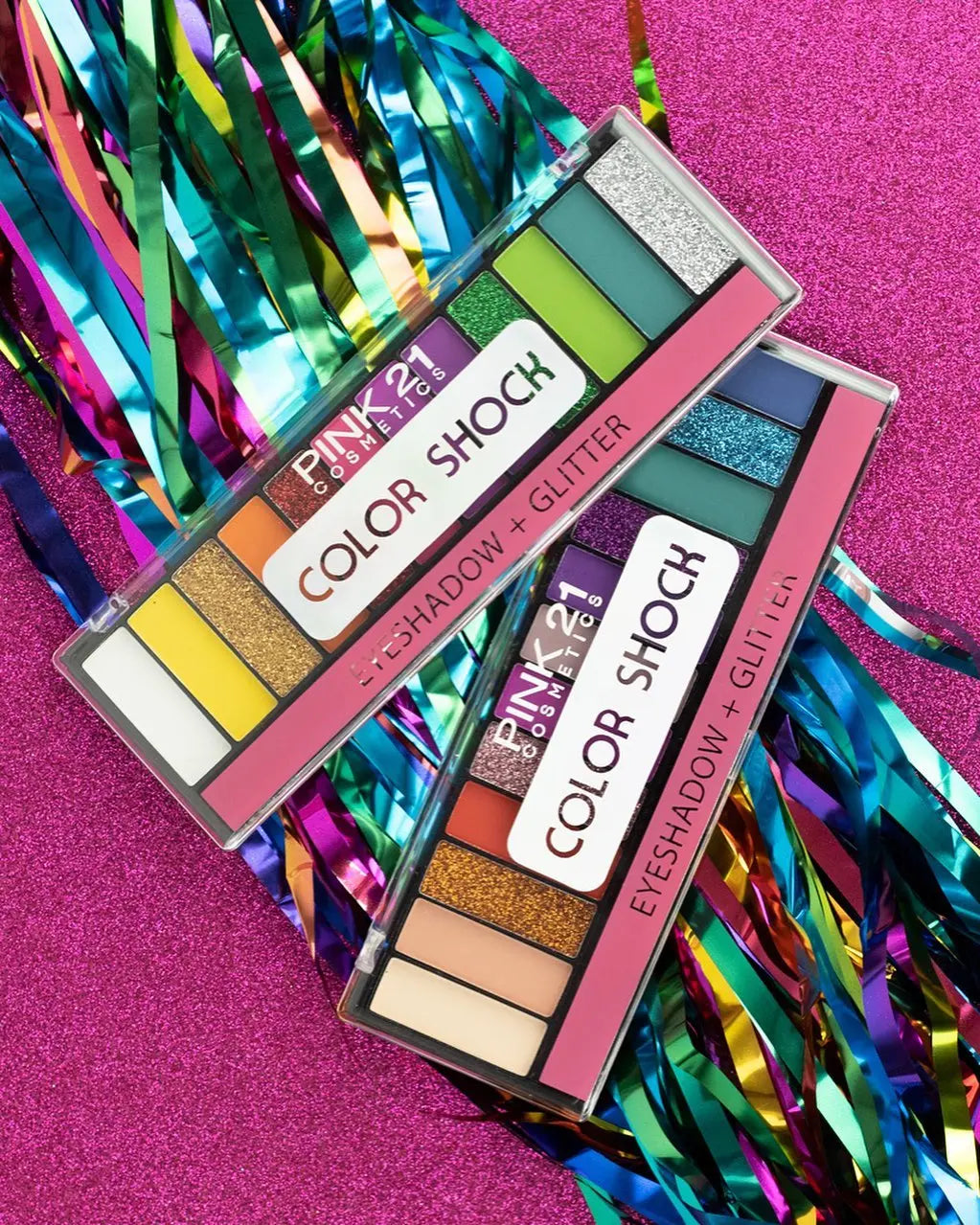 Paleta de Sombras + Glitter Color Shock 12 Cores - Pink 21