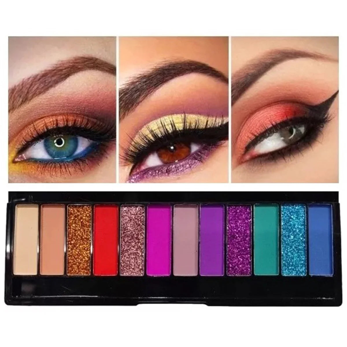 Paleta de Sombras + Glitter Color Shock 12 Cores - Pink 21