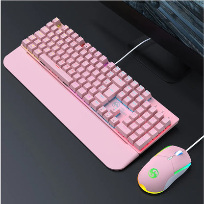 Teclado e Mouse Gamer Abnt2 Led Rgb Switch Blue Usb 3200 Dpi Luuk Young Bk-03